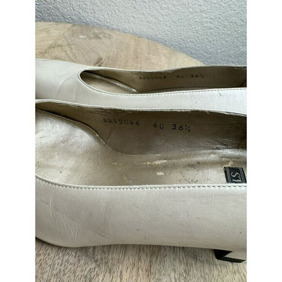 Stuart Weitzman Womens Ivory Leather Heels Size 36.5/6 C (Wide) Vintage - Picture 8 of 9